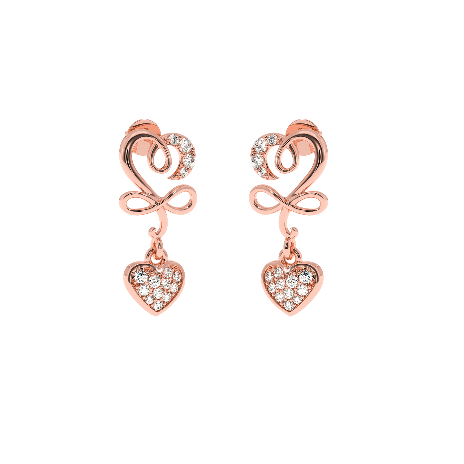 Solitairekart 0.19ct Lab Diamond Heart Infinity Earrings